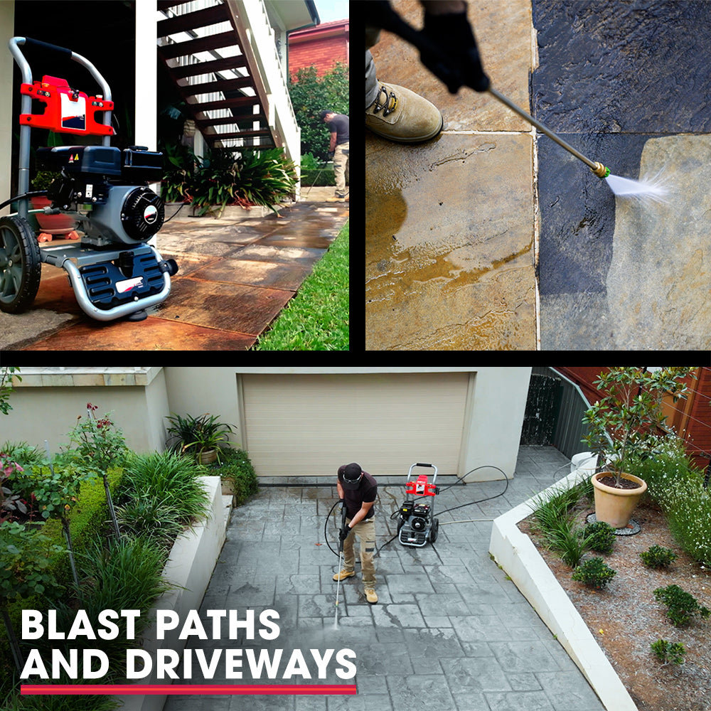 JET-USA 4800PSI Petrol Powered High Pressure Washer, w/ 30m Hose and Drain Cleaner - CX630