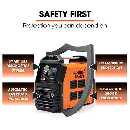 ROSSI 45A Plasma Cutter, Non-Touch Pilot ARC for Easy Cuts of Painted or Rusty Metals, DC Inverter Cutting Machine