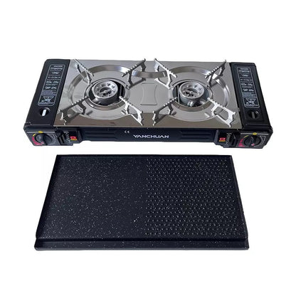 2 Burner Butane Countertop Stove, Portable Adjustable Burners with Carry Case, Portable Camping Stove with Baking Tray
