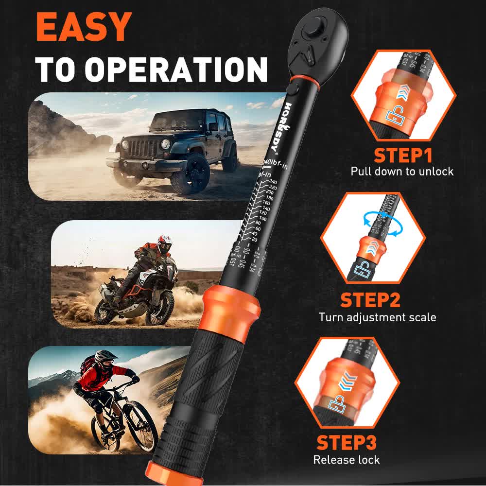 3Pc 1/4" Drive Click Torque Wrench Ratchet Socket Adaptor Extension WorkShop