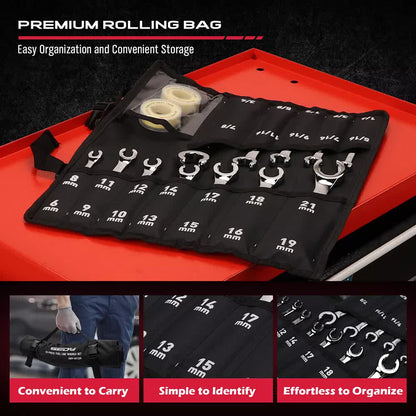 12-Piece Flare Nut Spanner Set Teflon Tape Metric & SAE Brake Line Repairing