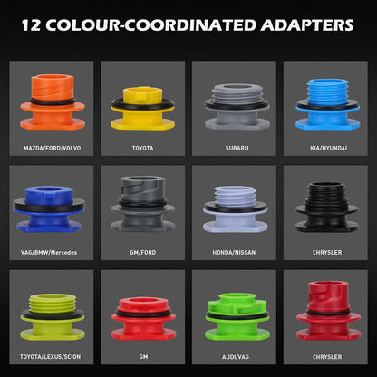 17-Piece Engine Oil Funnel Set 12 Adapters Elbow Fitting Magnetic Storage Tray