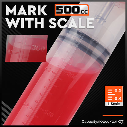 500cc Fluid Extraction & Fill Pump Syringe - Durable Manual Pump for Automotive & Marine Fluids