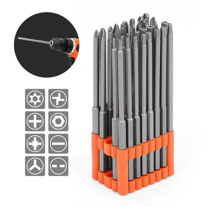 32-Piece Extra Long Screwdriver Bit Set - 150mm S2 Steel Bits with Organizer Stand
