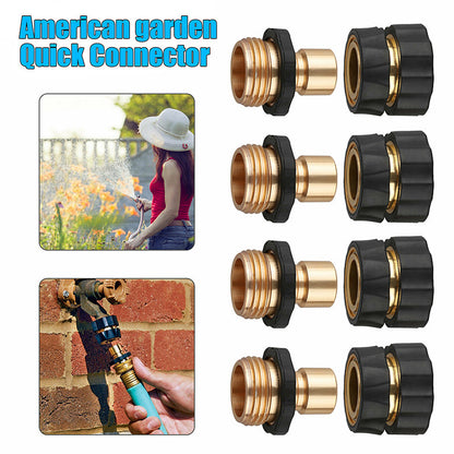 American Standard 3/4 Inch Brass Quick Connect Garden Hose Adapter (6 Male & 6 Female)