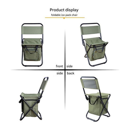 Foldable Camping Chair with Integrated 10L Insulated Cooler Bag - Black