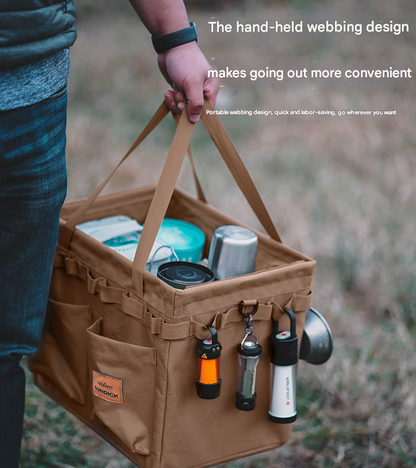 Green Camouflage Heavy Duty Foldable Outdoor Camping Storage Box - Oxford Cloth Collapsible Gear Organizer Tote with Pockets